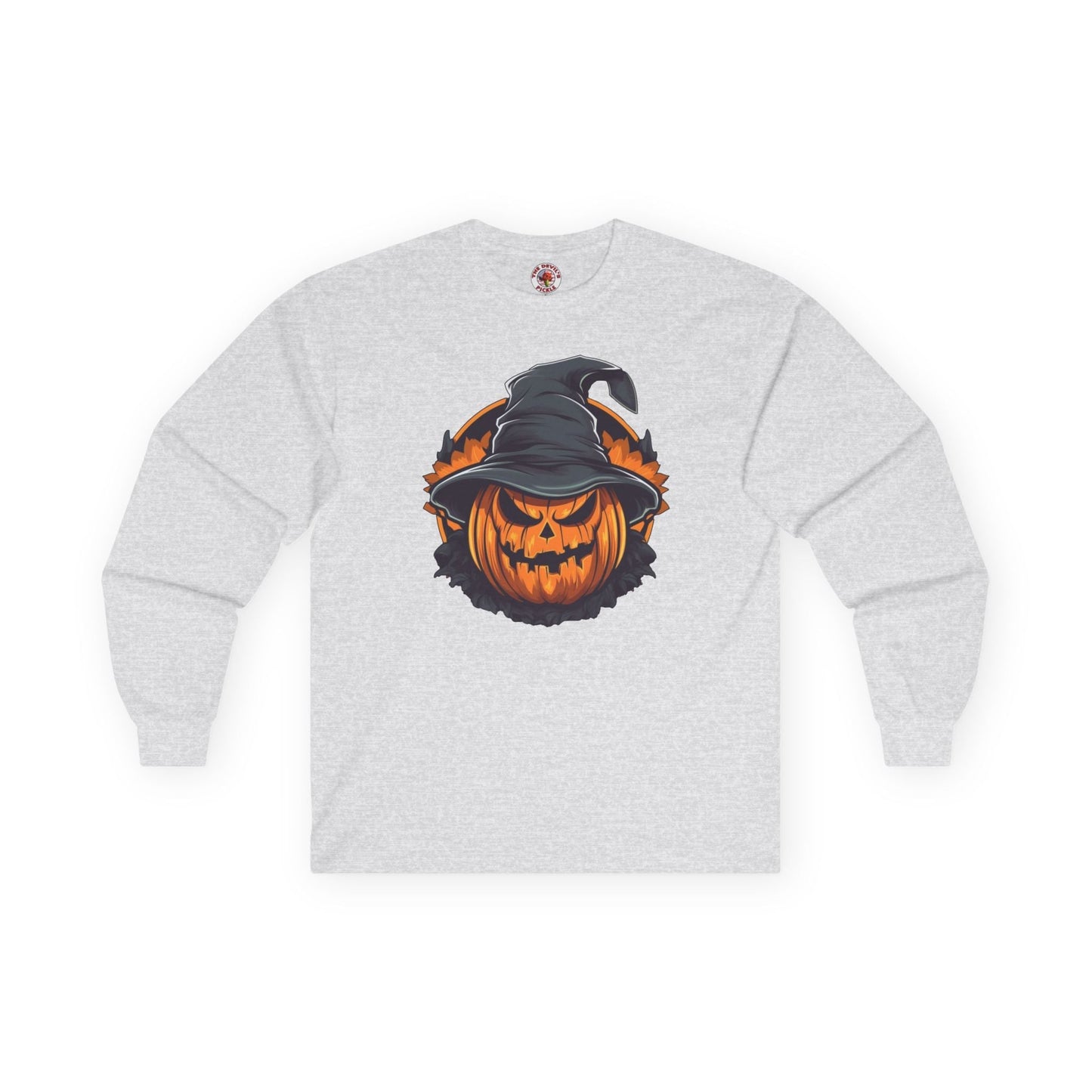 Scary Witch Pumpkin Halloween Long Sleeve Tee The Devil's Pickle