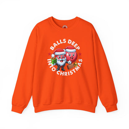 Balls Deep Into Christmas Crewneck Sweatshirt The Devil's Pickle
