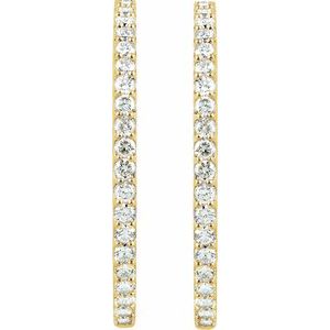 14K Yellow 5 CTW Natural Diamond Inside-Outside 41.5 mm Hinged Hoop Earrings Ethereal Legacy Boutiques