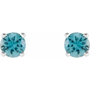 14K White 4 mm Natural Blue Zircon Earrings Ethereal Legacy Boutiques