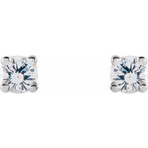 14K White 2.5 mm Natural White Sapphire Earrings