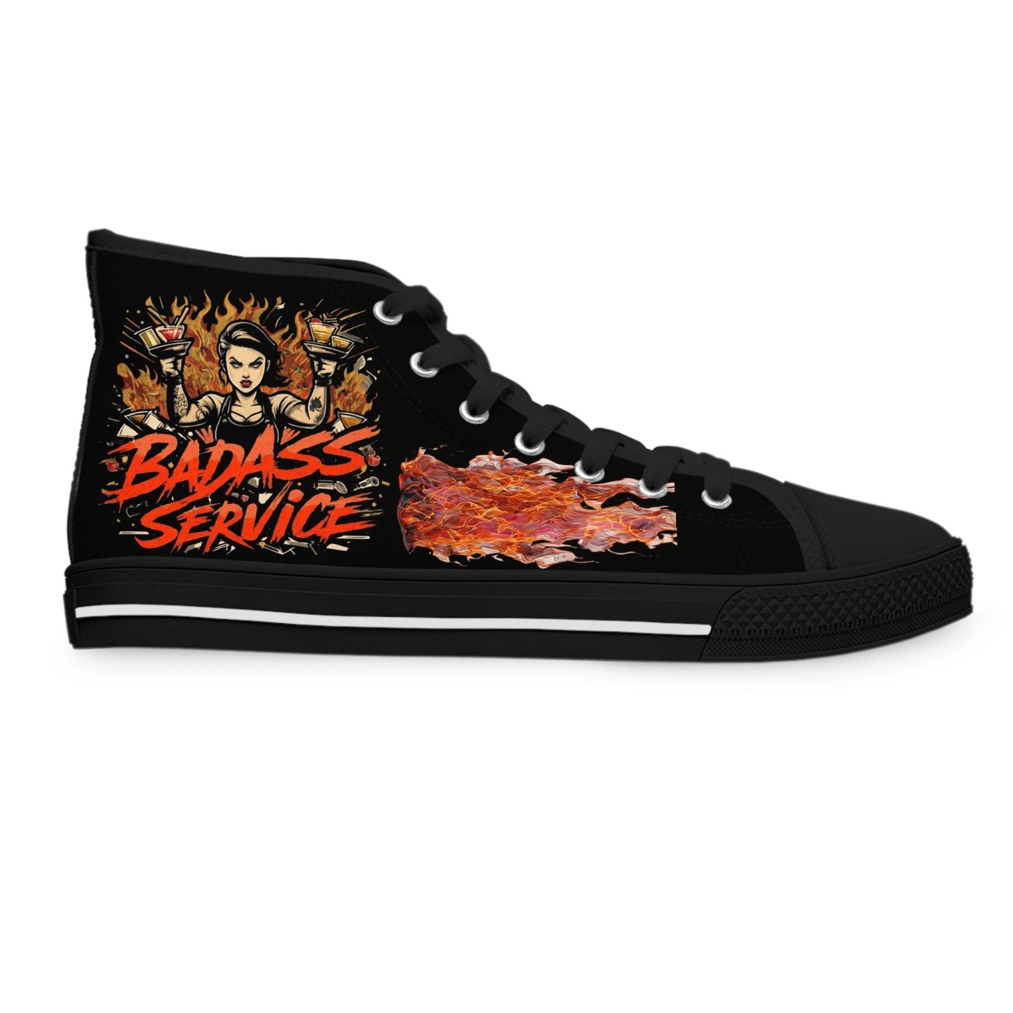 Bad Ass Service Womens Black High Top Sneakers Country in My Heart