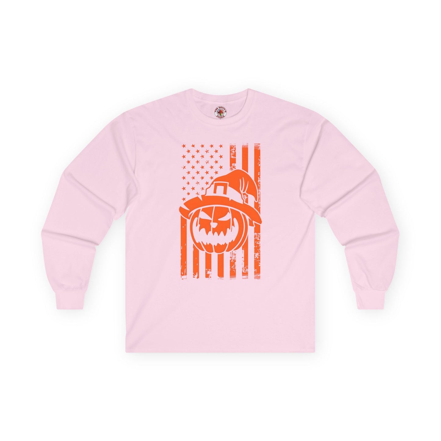 Pumpkin American Flag Long Sleeve Tee