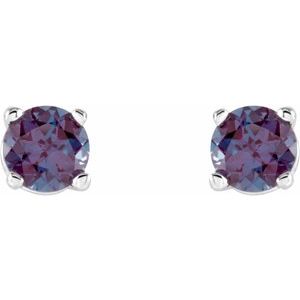 14K White 4 mm Lab-Grown Alexandrite Earrings Ethereal Legacy Boutiques