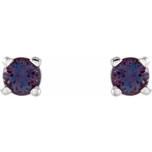 14K White 2.5 mm Lab-Grown Alexandrite Earrings Ethereal Legacy Boutiques