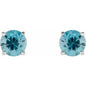14K White 6 mm Natural Blue Zircon Earrings Ethereal Legacy Boutiques