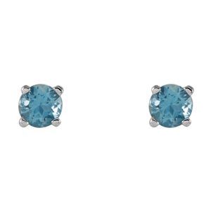 14K White 4 mm Natural Swiss Blue Topaz Earrings Ethereal Legacy Boutiques