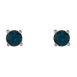 14K White 4 mm Natural London Blue Topaz Earrings Ethereal Legacy Boutiques