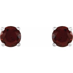 14K White 4 mm Natural Mozambique Garnet Earrings Ethereal Legacy Boutiques