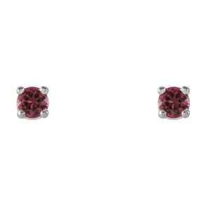 14K White 2.5 mm Natural Pink Tourmaline Earrings Ethereal Legacy Boutiques