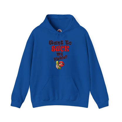 Want To Suck My Pickle Hooded Sweatshirt The Devil's Pickle