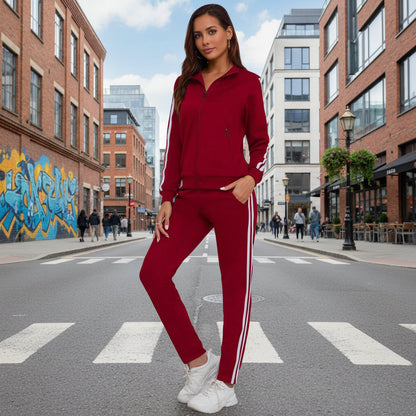 Women’s Fashionable Printed Sports Long-Sleeve Hoodie Set FitiqueFit