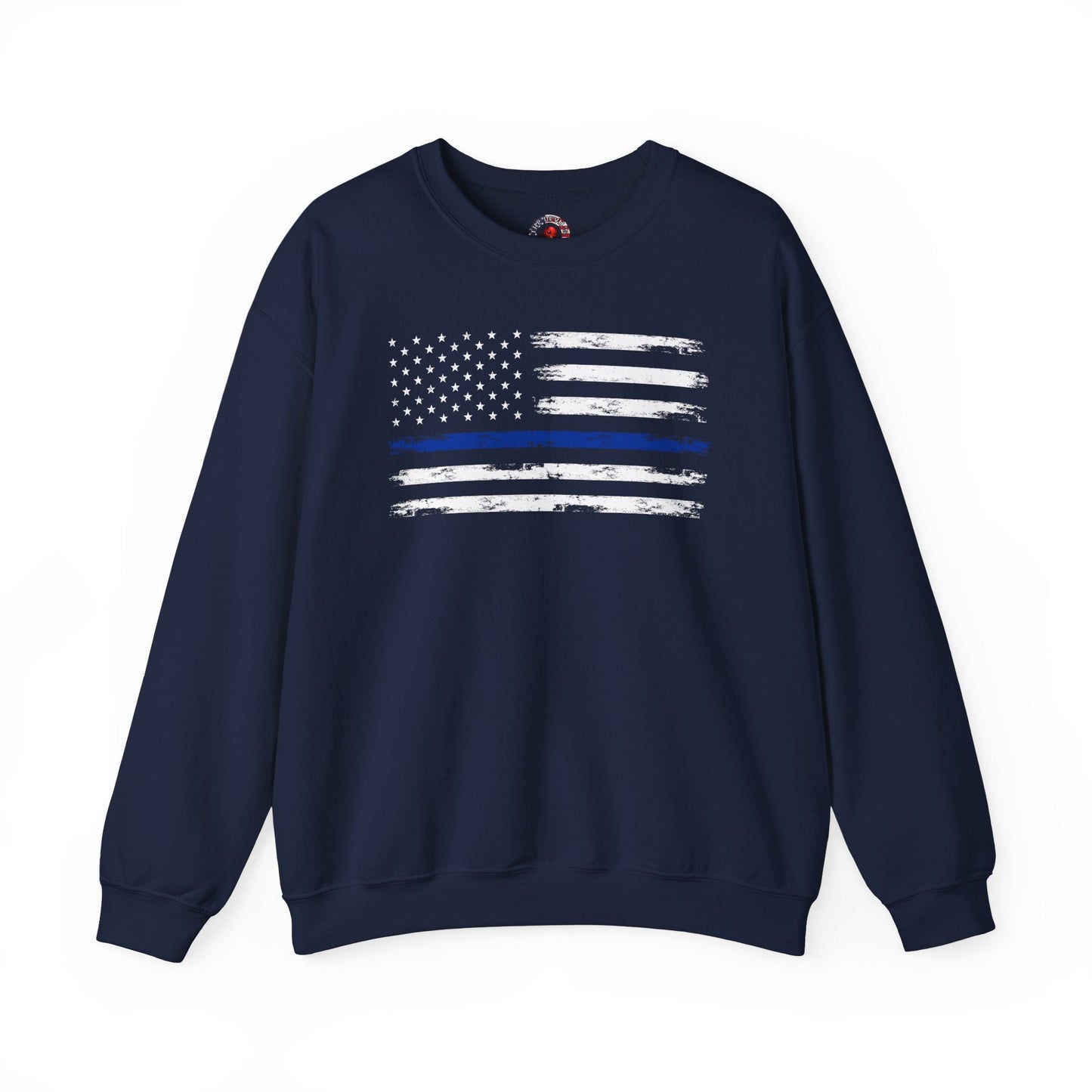 Thin Blue Line American Flag Crewneck Sweatshirt The Devil's Pickle