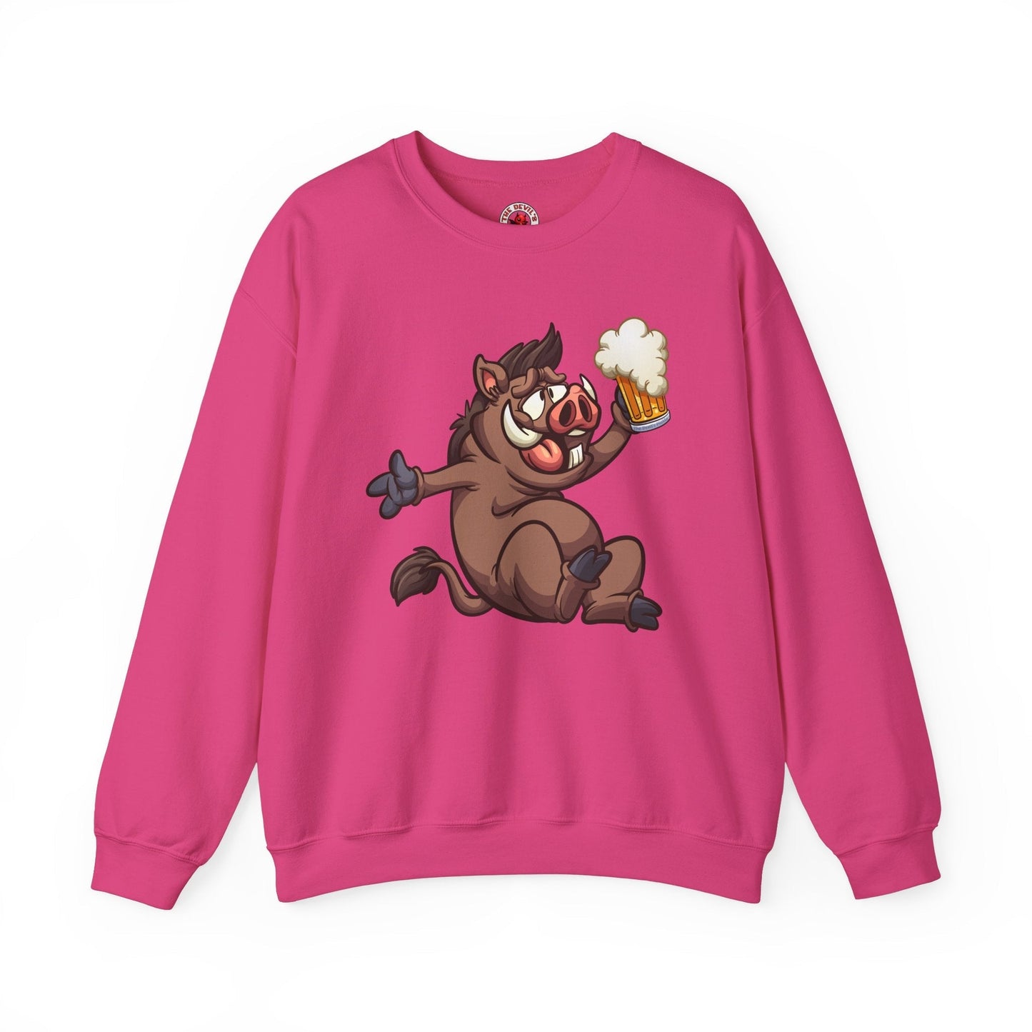 Beer Drinking Boar Crewneck Sweatshirt The Devil's Pickle