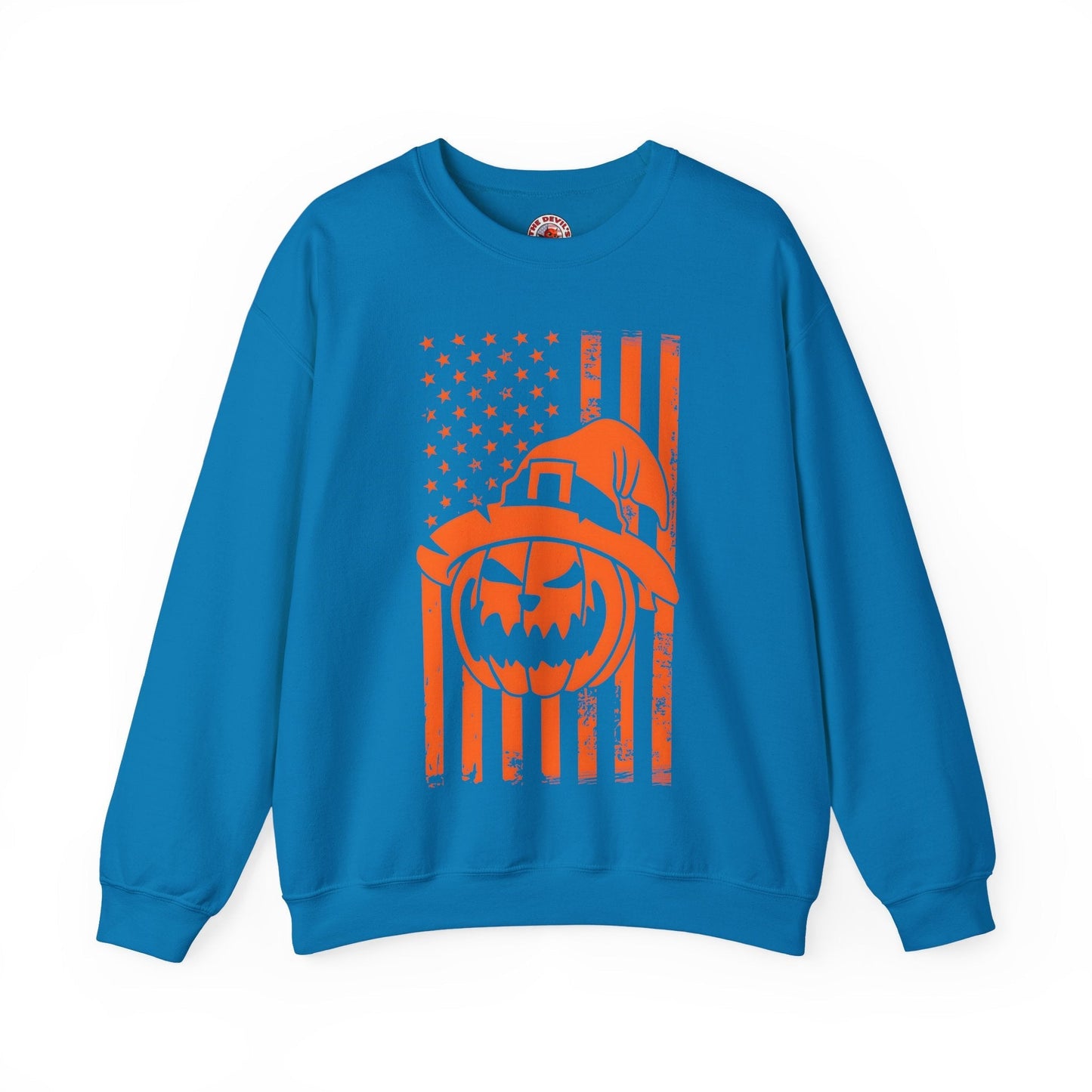 Pumpkin American Flag Crewneck Sweatshirt The Devil's Pickle