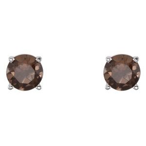 14K White 5 mm Natural Smoky Quartz Earrings Ethereal Legacy Boutiques