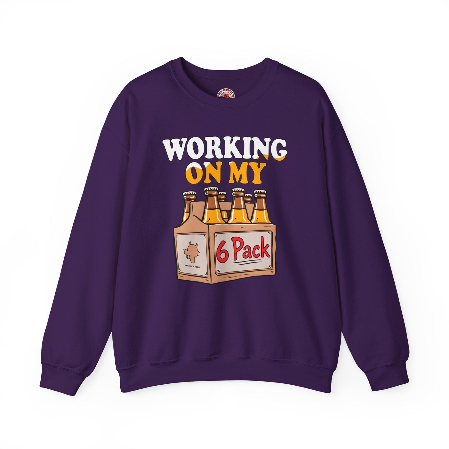 Working On My 6 Pack Crewneck Sweatshirt The Devil's Pickle