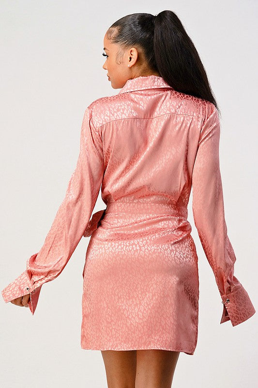Leopard print wrap double pocket shirt dress See size chart under “more details” The Fashion Celestial
