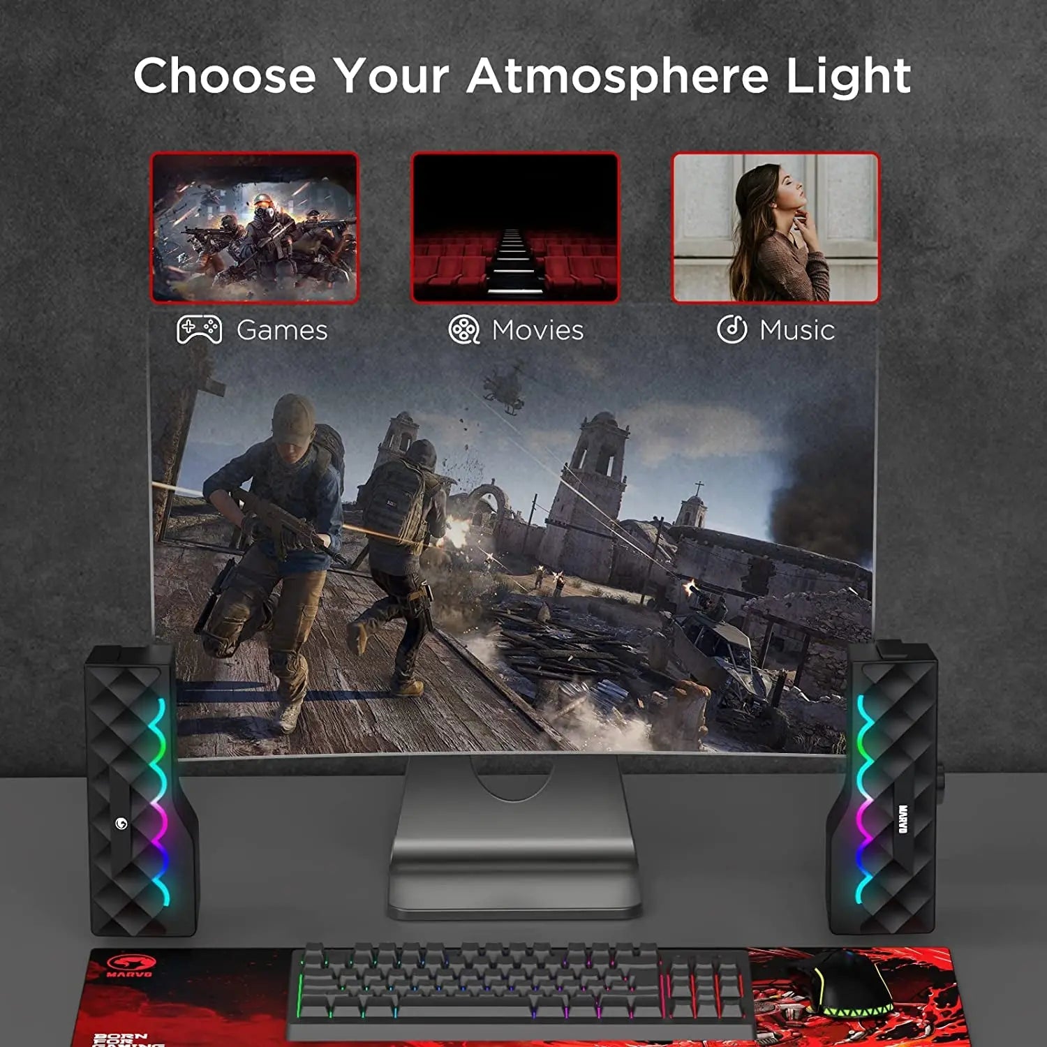 Elevate Your Audio Experience with the Marvo SG280 RGB PC Speakers - Wireless & Wired Connectivity, Touch Control, and Stunning Sound for Gaming, Movies, and Music