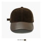 Women's Retro Suede Patchwork Baseball Cap – Leather Brim Dome Crown FitiqueFit