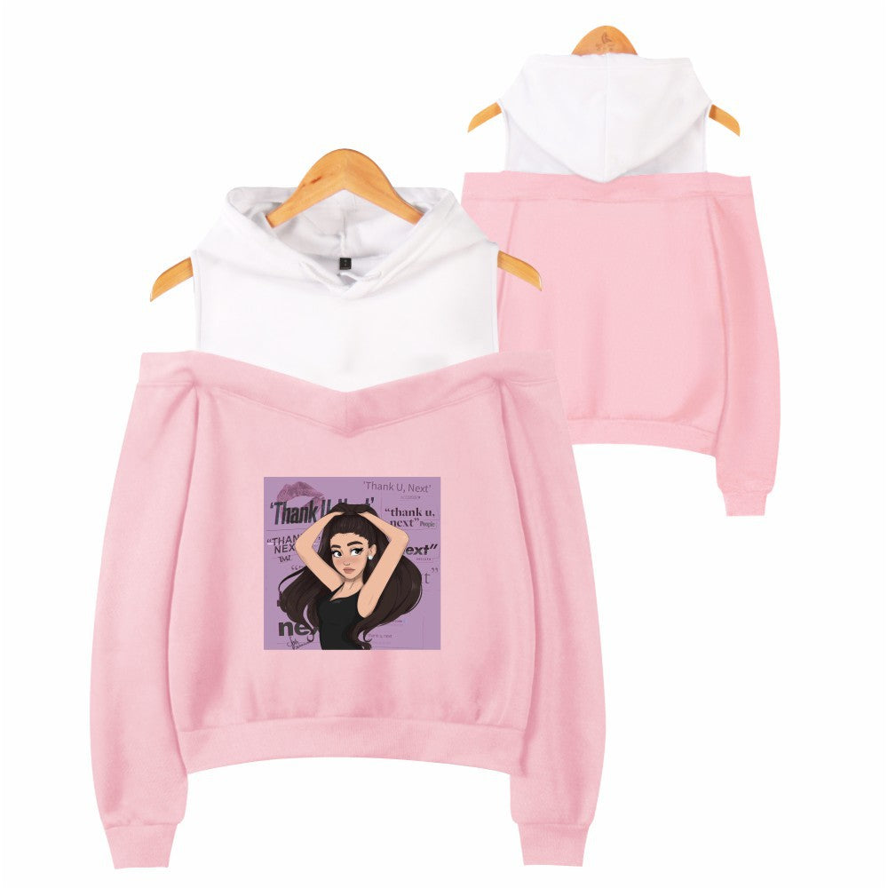 Off-shoulder hooded sweatshirt See size chart under “more details” The Fashion Celestial