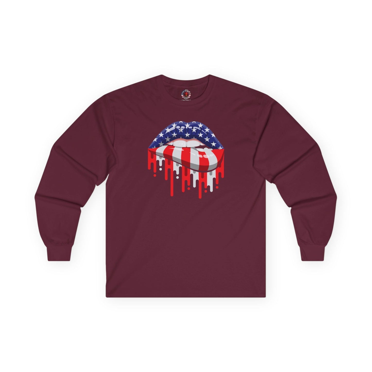 American Flag Lips Long Sleeve Tee The Devil's Pickle