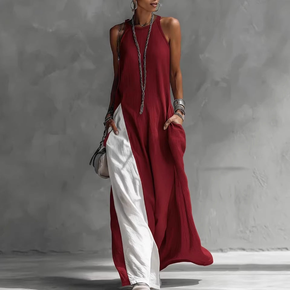 Women's Sleeveless Off-Shoulder Loose Maxi Dress with Pockets FitiqueFit