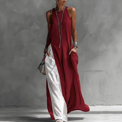 Women's Sleeveless Off-Shoulder Loose Maxi Dress with Pockets FitiqueFit