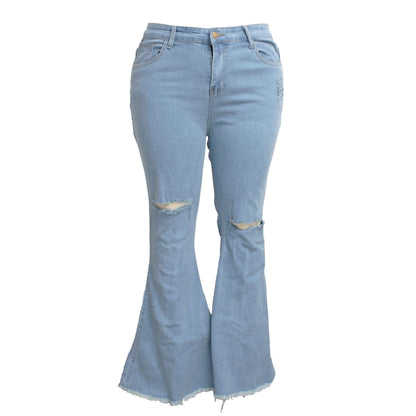 Fashion Trendy Unique Jeans Stretch Plus Size Bell-bottom Pants See size chart under “more details” The Fashion Celestial