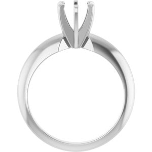 14K White 5.4-5.7 mm Round Heavy 6-Prong Engagement Ring Mounting Ethereal Legacy Boutiques