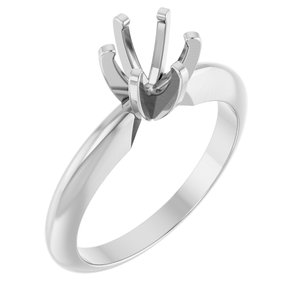14K White 5.4-5.7 mm Round Heavy 6-Prong Engagement Ring Mounting Ethereal Legacy Boutiques