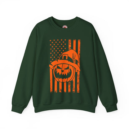 Pumpkin American Flag Crewneck Sweatshirt The Devil's Pickle