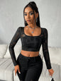 Fashionable Square Neck Mesh Short Top New Era Fashion LLc