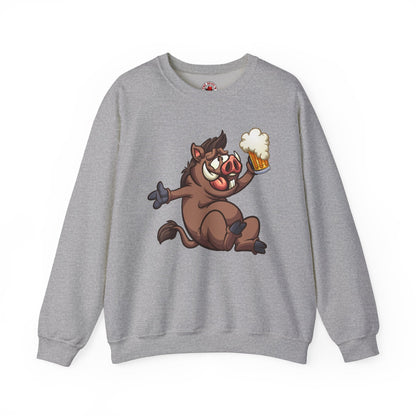 Beer Drinking Boar Crewneck Sweatshirt The Devil's Pickle