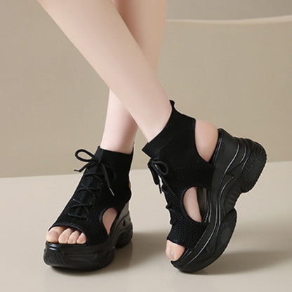 Cutout Mesh Wedge Sandals New Era Fashion LLc