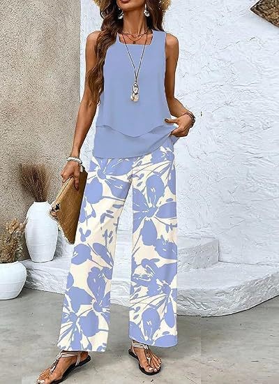 Women's 3D Print Two-Piece Vest & Pants Set – 12 Prints S–5XL FitiqueFit