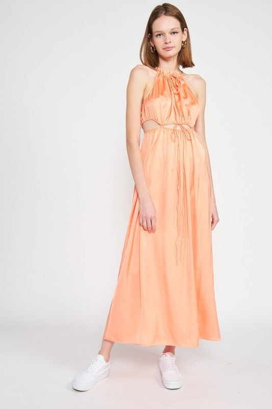 SLEEVELESS MAXI DRESS WITH CUTOUT See size chart under “more details” The Fashion Celestial