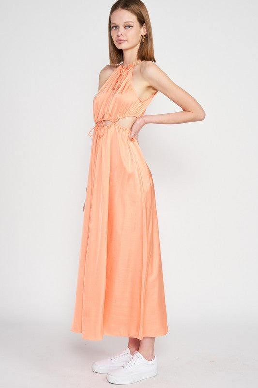 SLEEVELESS MAXI DRESS WITH CUTOUT See size chart under “more details” The Fashion Celestial