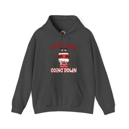 Santa Loves Going Down Hooded Sweatshirt The Devil's Pickle