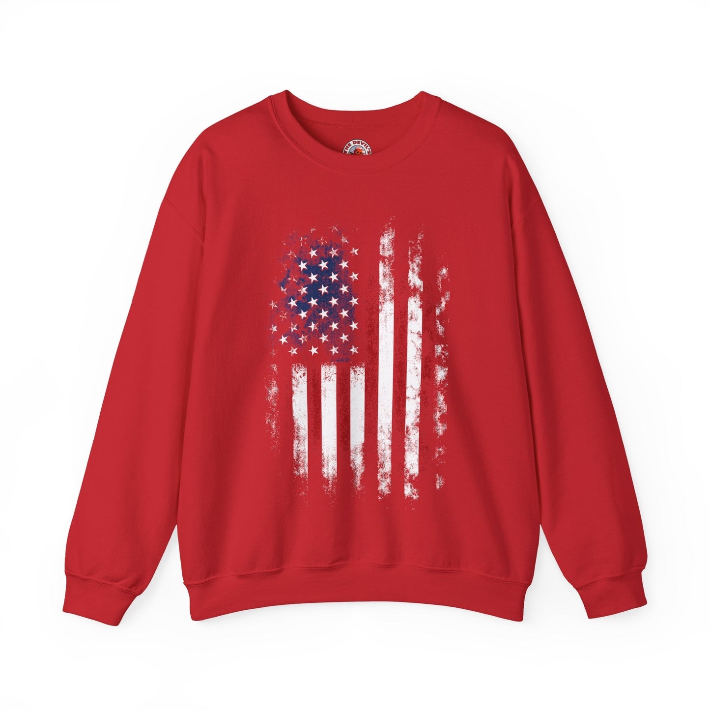 Distressed American Flag Crewneck Sweatshirt The Devil's Pickle