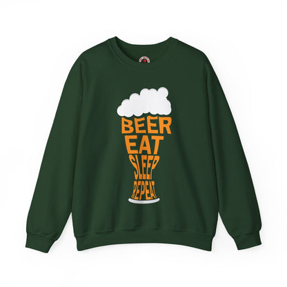 Beer Eat Sleep Repeat Crewneck Sweatshirt The Devil's Pickle