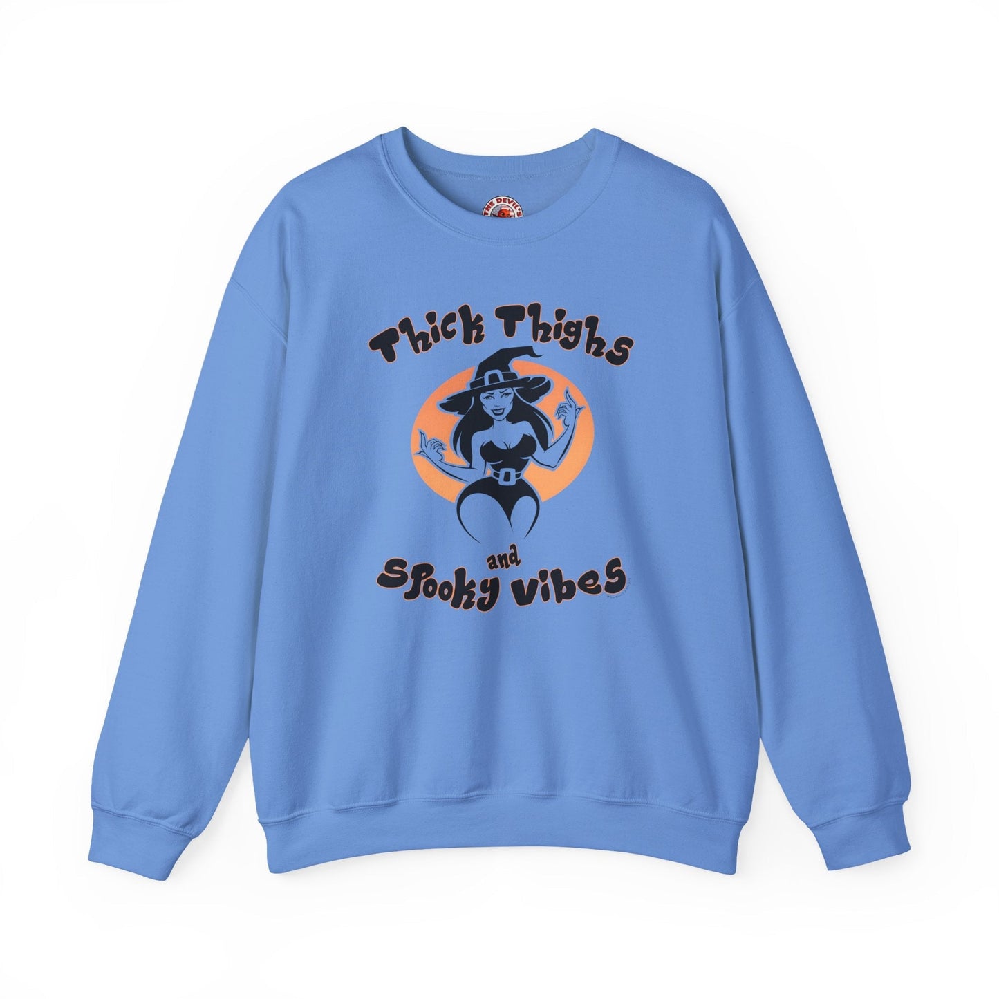 Thick Thighs and Spooky Vibes Crewneck Sweatshirt The Devil's Pickle