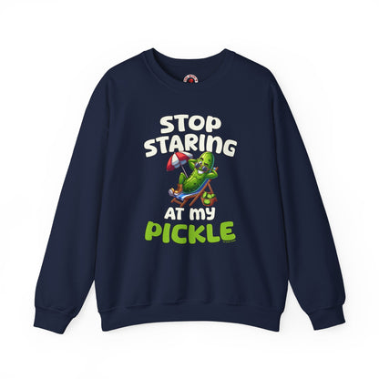 Stop Staring At My Pickle Crewneck Sweatshirt The Devil's Pickle