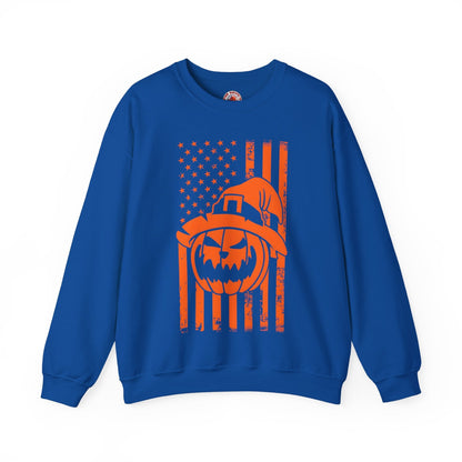 Pumpkin American Flag Crewneck Sweatshirt The Devil's Pickle