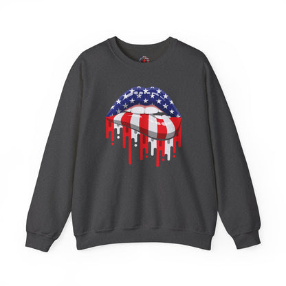 American Flag Lips Crewneck Sweatshirt The Devil's Pickle