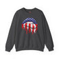 American Flag Lips Crewneck Sweatshirt The Devil's Pickle