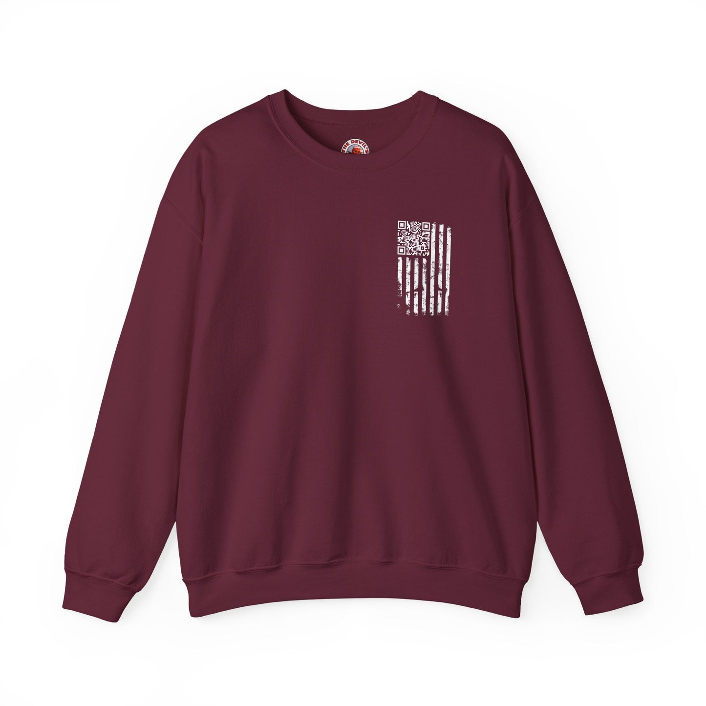 American Flag QR Code Crewneck Sweatshirt The Devil's Pickle