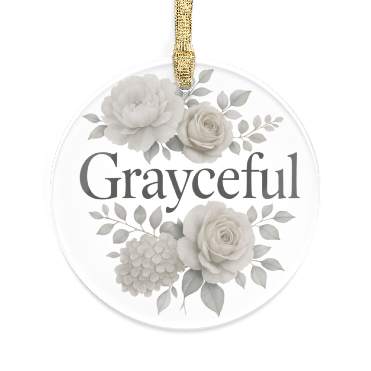 Grayceful Floral Acrylic Ornaments, Personalized Holiday Decorations, Elegant Gifts, Keepsake, Wedding Favors, Home Decor Grayceful LLC