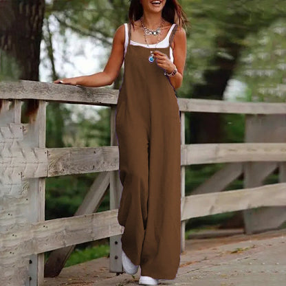 Plus Size Women's Solid Color Casual Jumpsuit - Sleeveless Romper With Pockets For Spring&Summer Grayceful LLC