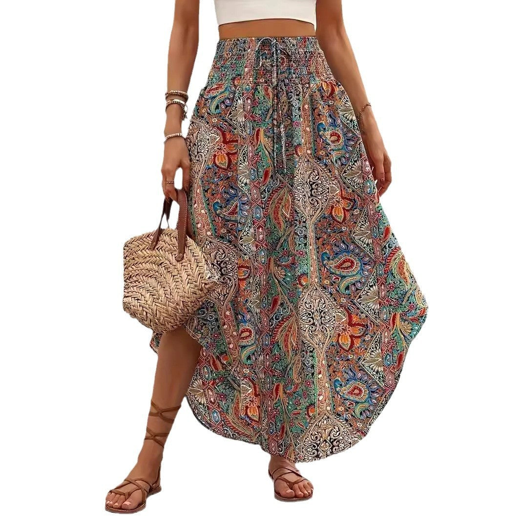 Personality Printed A- Line Skirt Casual Grayceful LLC